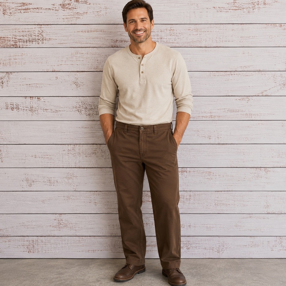 Columbia Chino Pants Mens 32 Brown Straight Cotton Twill Outdoor Casual AM8144